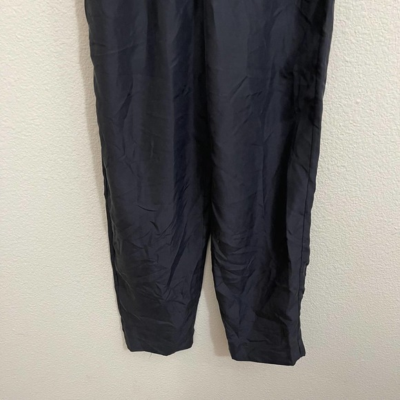 & Other Stories Silk Tapered Elastic Waist Relaxed Pull-On Trouser Pants Black 0 - Picture 5 of 11